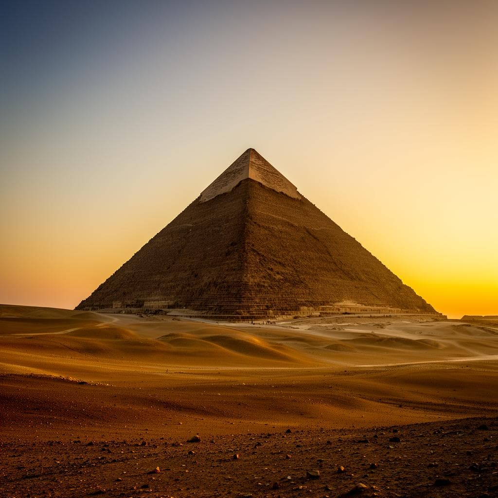 Lever de soleil sur les pyramides de Gizeh